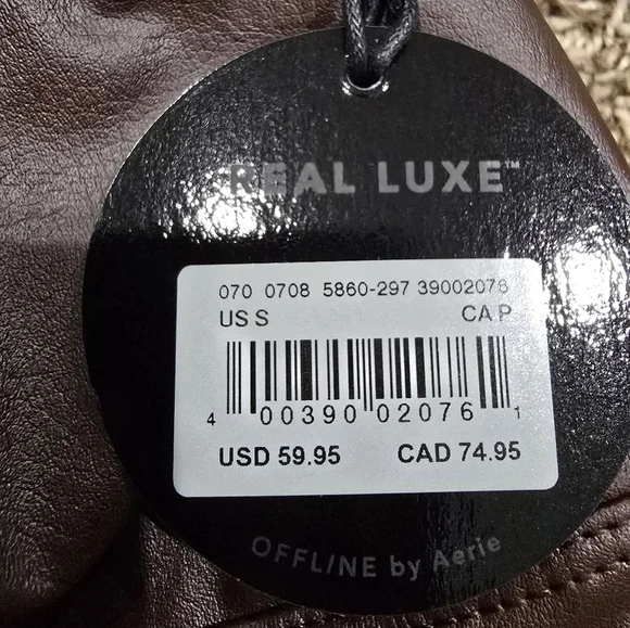 OFFLINE by Aerie Legging Women Brown Faux Leather NWT High Waisted - Picture 4 of 7